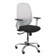 Silla Cilanco blanca malla blanca asiento similpiel negro brazo regulable base cromada ruedas de